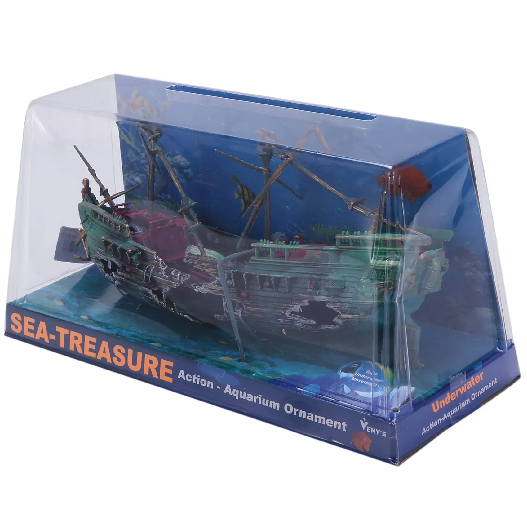 

AB35-2X Large Aquarium Decoration Boat Plactic Aquarium Ship Air Split Shipwreck Fish Tank Decor C