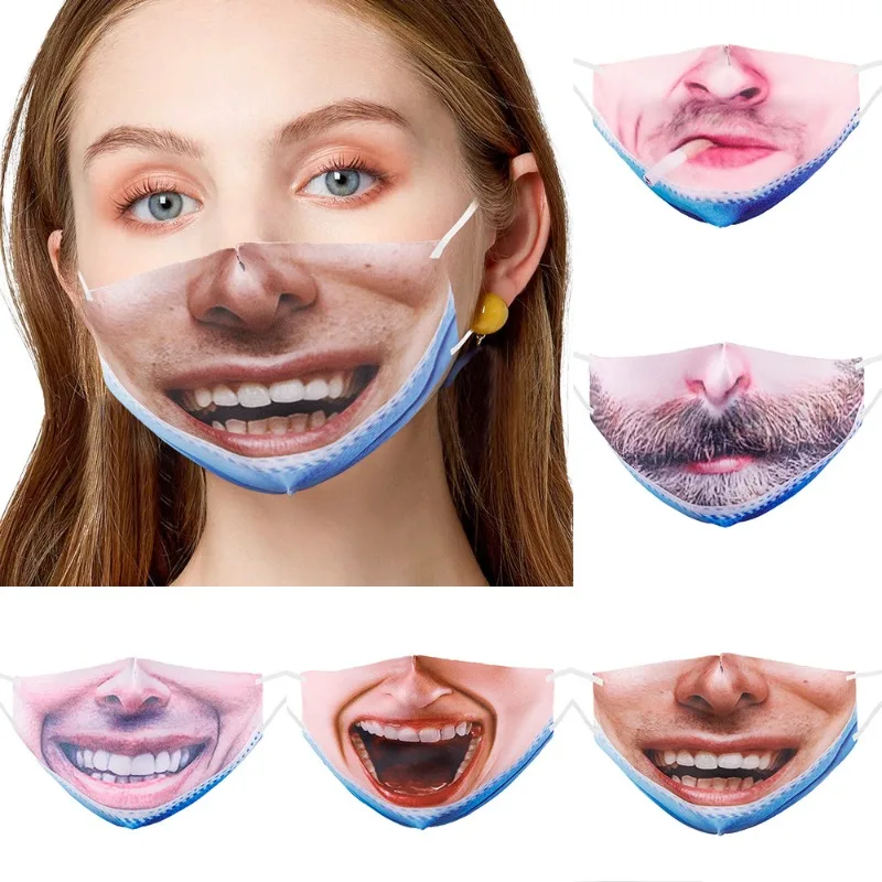 Realistic Simulated Human Face Mask Halloween Funny Breathable Prank Tricky Joke Costume Party Props for Men Women Adult