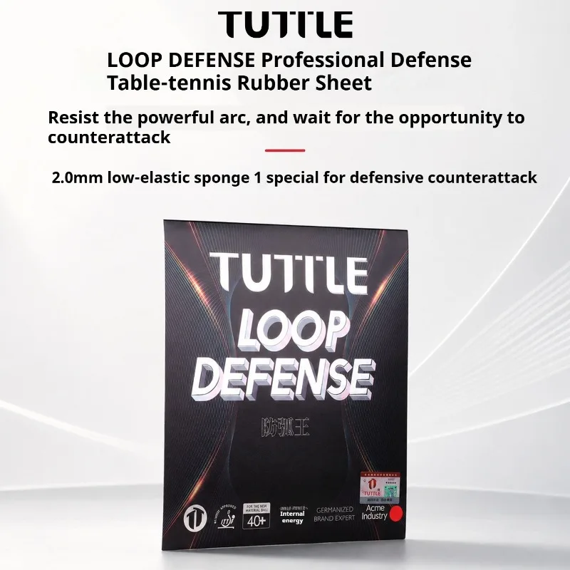 TUTTLE LOOP DEFENSE Table-tennis Rubber Sheet Pimples in Medium‑Hard Extra Hard Ping Pong Rubber with 2mm Sponge ITTF Approved