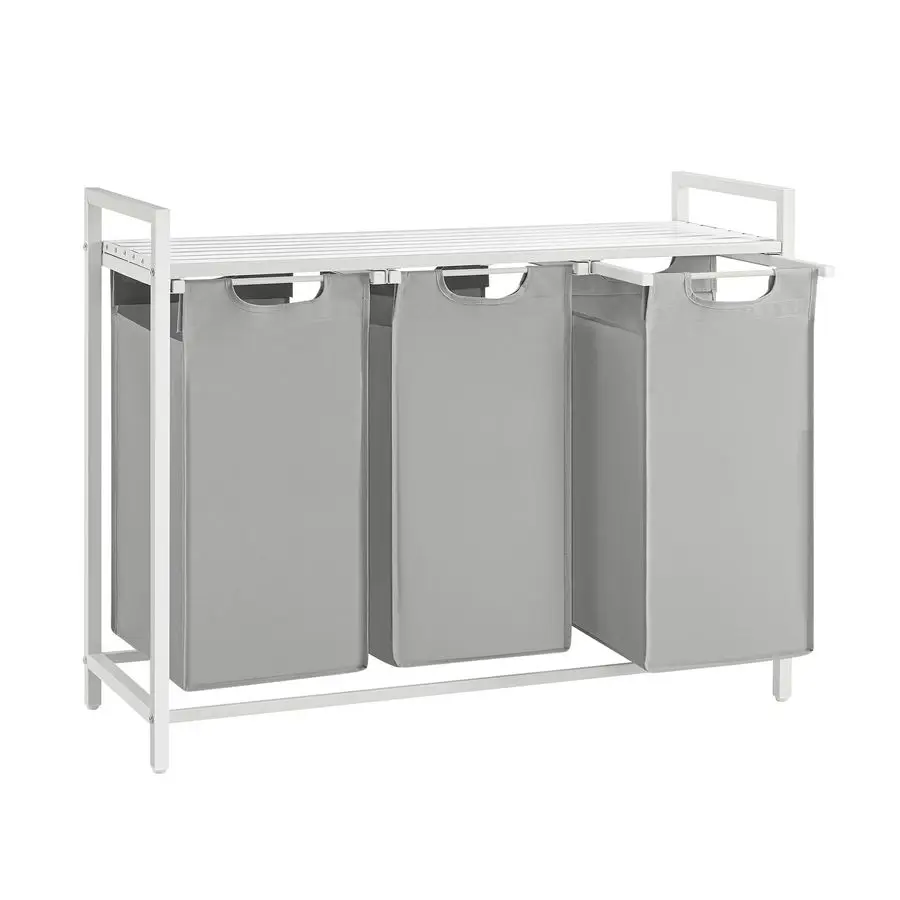 

Laundry Hamper, Laundry Basket, Laundry Sorter with 3 PullOut and Removable Bags, Shelf, Metal Frame, 3 x 10.6 Gallons 40 L, 36.