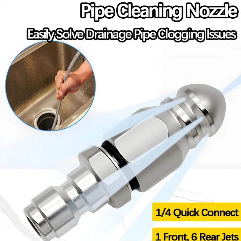 Water Jet High Pressure Sprayer Nozzle Clean Sewer 1/4