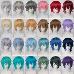 Short Straight Cosplay Synthetic Wig With Bangs 14 Inch Universal Cosplay Wigs Daily Handmade Animation Games Short Hair For Hal