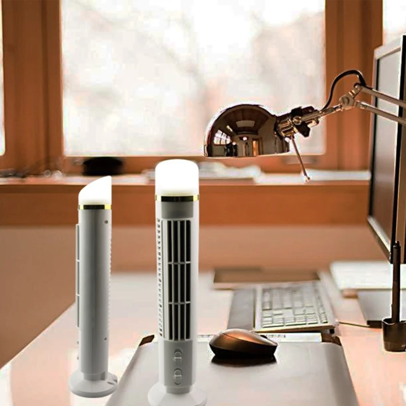 USB Tower Fan Led Table Fan Light For Desktop Bedroom Living Room Function 2-in-1 Portable Electric Fan-Lamp for Drop Shipping