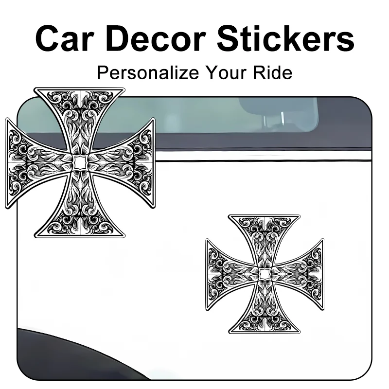European Decor Pattern Cross Car Sticker Trendy Sunproof PVC Decal for Car Hood Bumper Electric Bike DIY Car Sticker