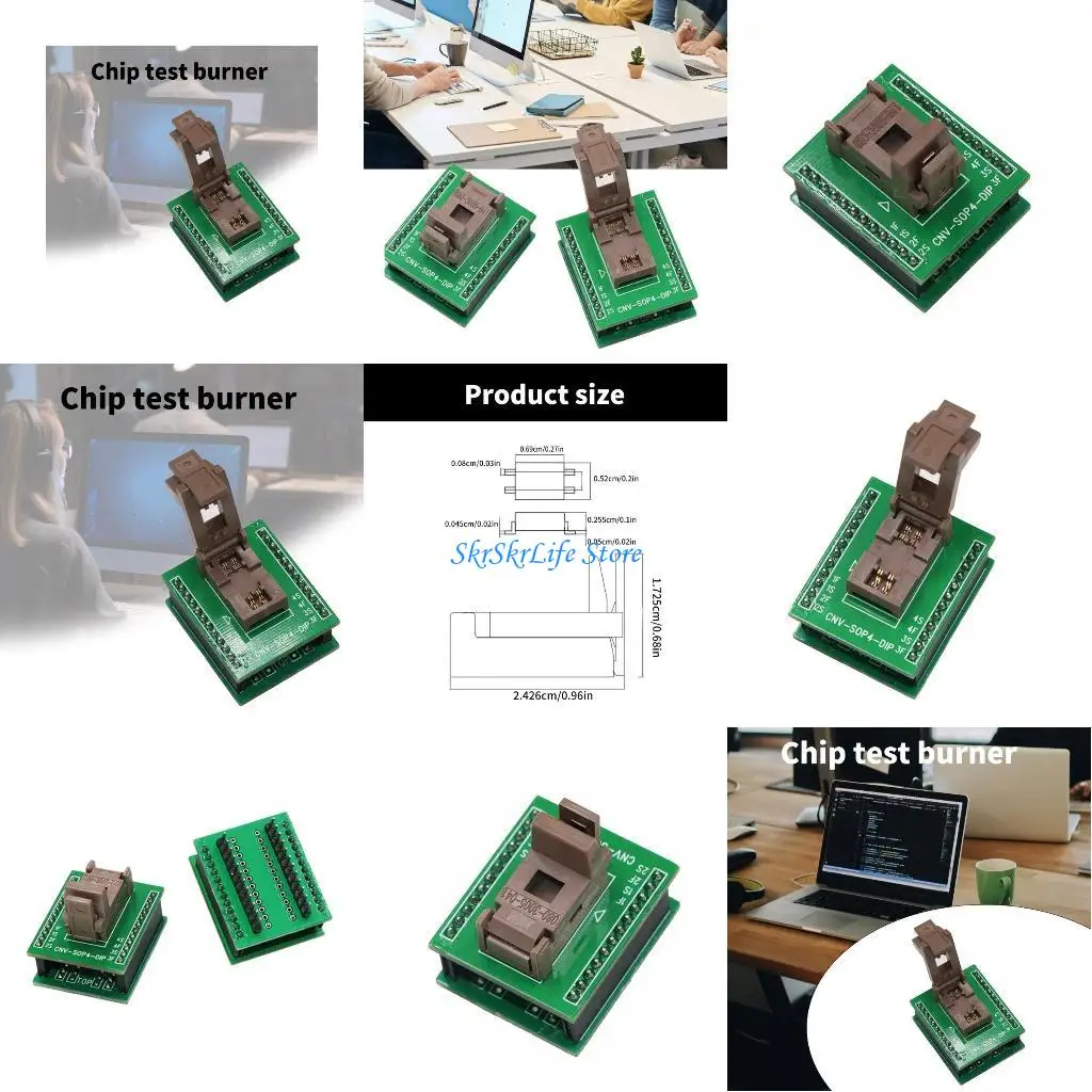 

E65E SOP4 IC Test Socket Chip Testing Dock with 2.54mm Distance for Burn In Processes