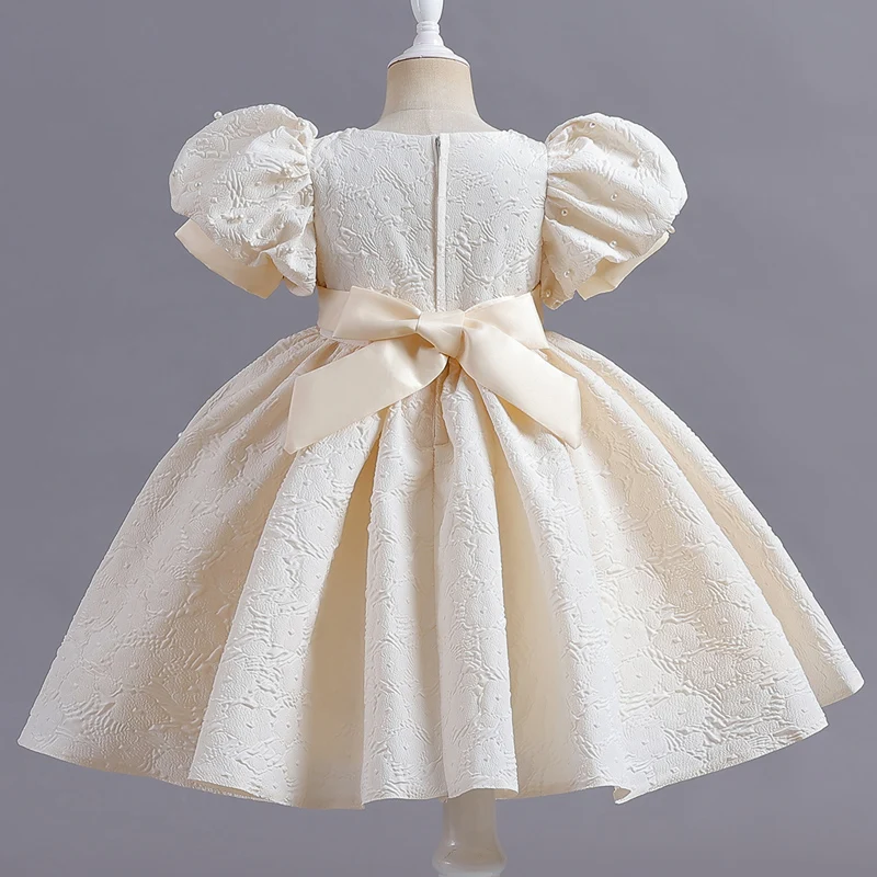 M122 Kinder kleid Mädchen Prinzessin Pailletten Blase Ärmel lange Mesh Blumen mädchen Hochzeit kleinen Sommer