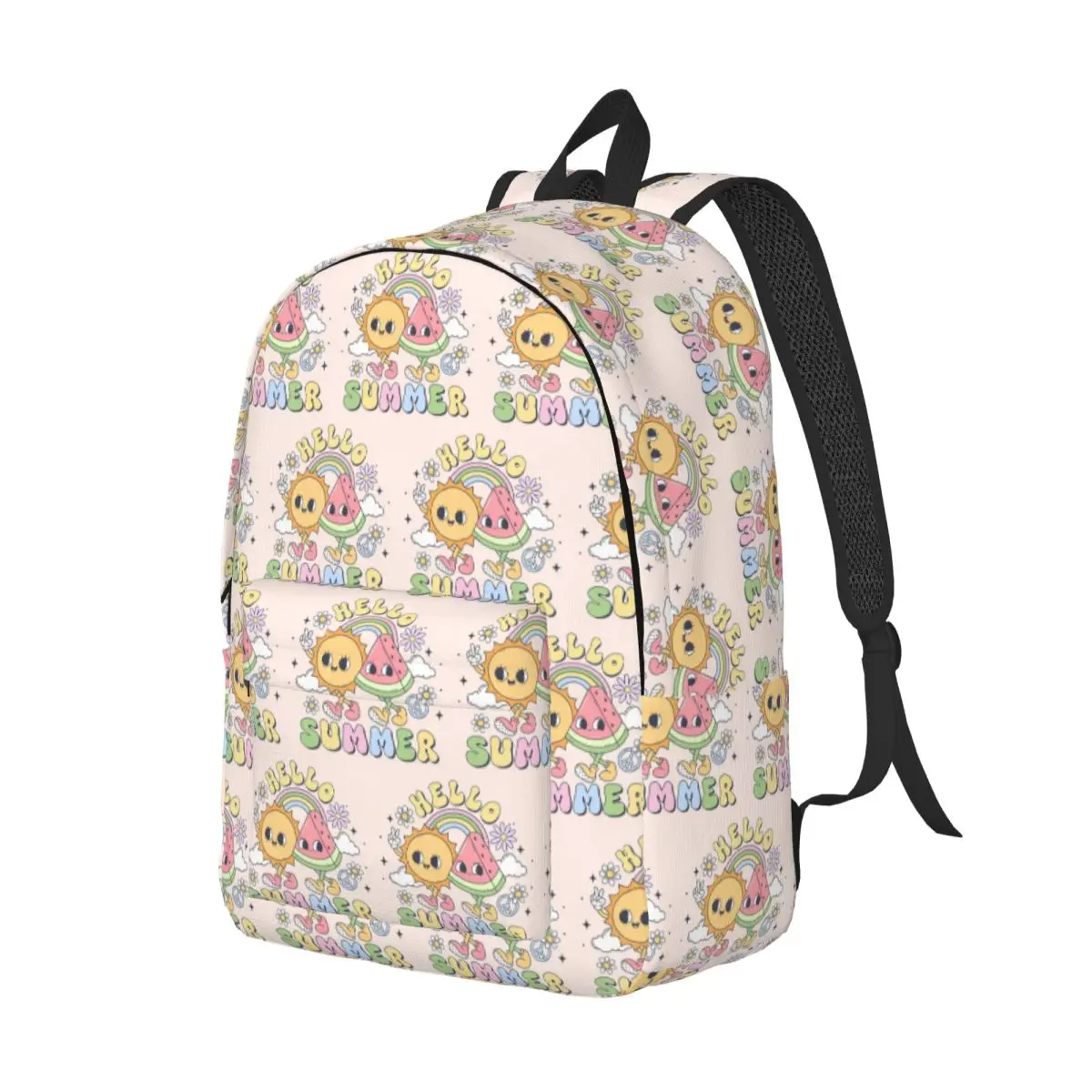 Hello Summer Sunshine Backpack Daypack Large Capacity Children BookBag School Bag Shoulder Bags for Men Women