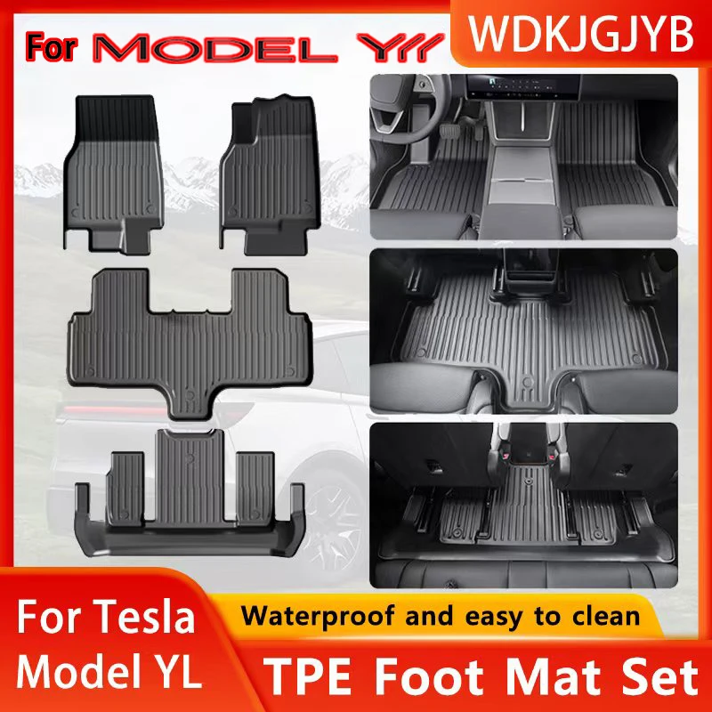 

Комплект ковриков для Tesla Model YL (2026+) из TPE: водонепроницаемые, нескользящие, для салона и багажника, для леворульных авто