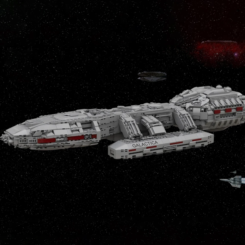 Новая модель MOC Battlestar Galactica, строительные блоки, межзвездная технология кино, сделай сам, оружие, набор космического корабля, игрушка для мальчика, праздничный подарок
