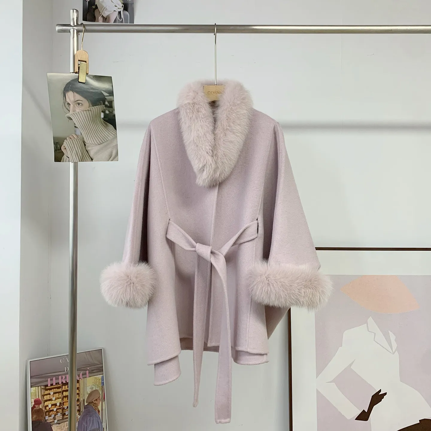 New Winter Warm 100% Wool Coat with Real Fur Women Autumn Winter Loose Fashion Fur Collar Woolen Coat Female Overcoat