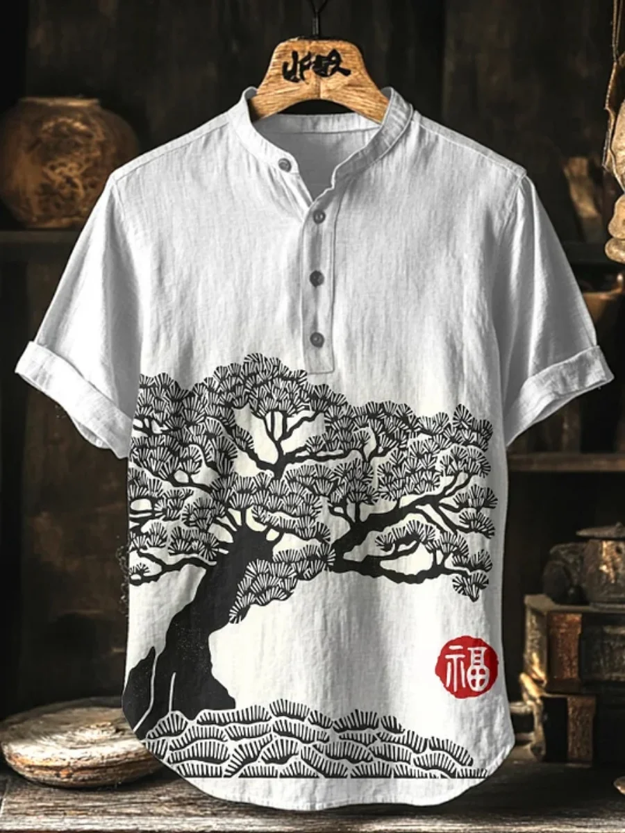 Men's polo shirt octopus print short-sleeved polo shirt summer fashion casual large size Hawaiian resort style printed top