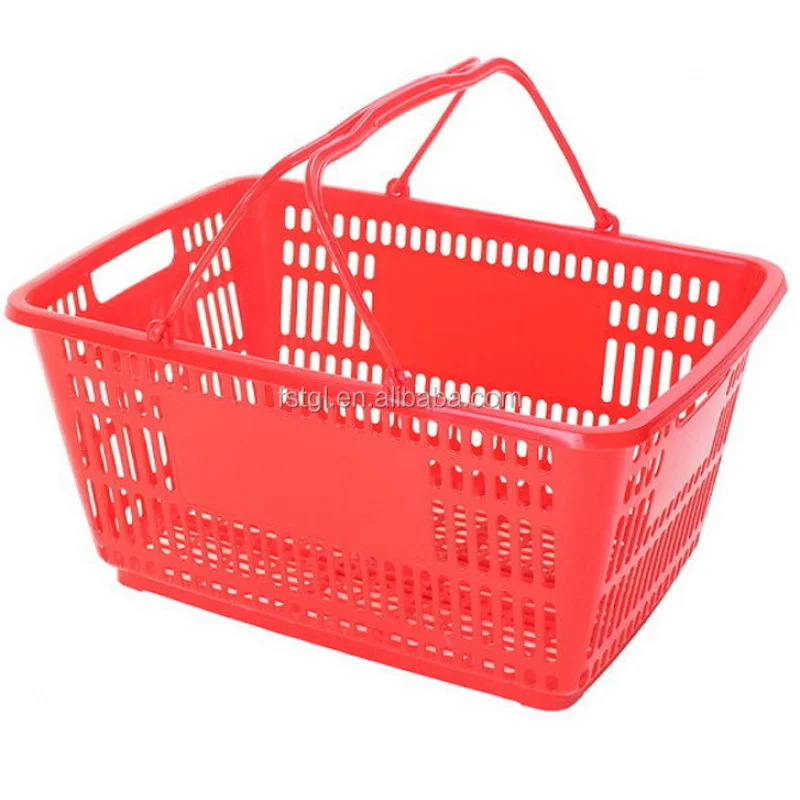 [Customized]Supermarket Plastic Shopping Basket Grass Shopping Baskets Trolley