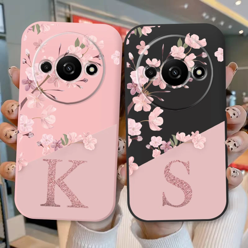 Letter Flower Phone Case For Redmi A3 4G Shockproof TPU Bumper Soft Silicone Cover For Xiaomi RedmiA3 Shell A 3 6.71