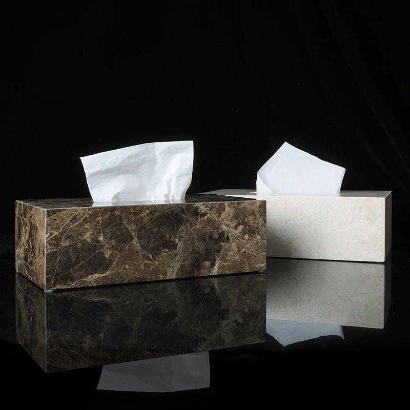 

Natural Marble Napkin Tissue Box Holder Luxury Toilet Paper Holder Bathroom Accessories Sets