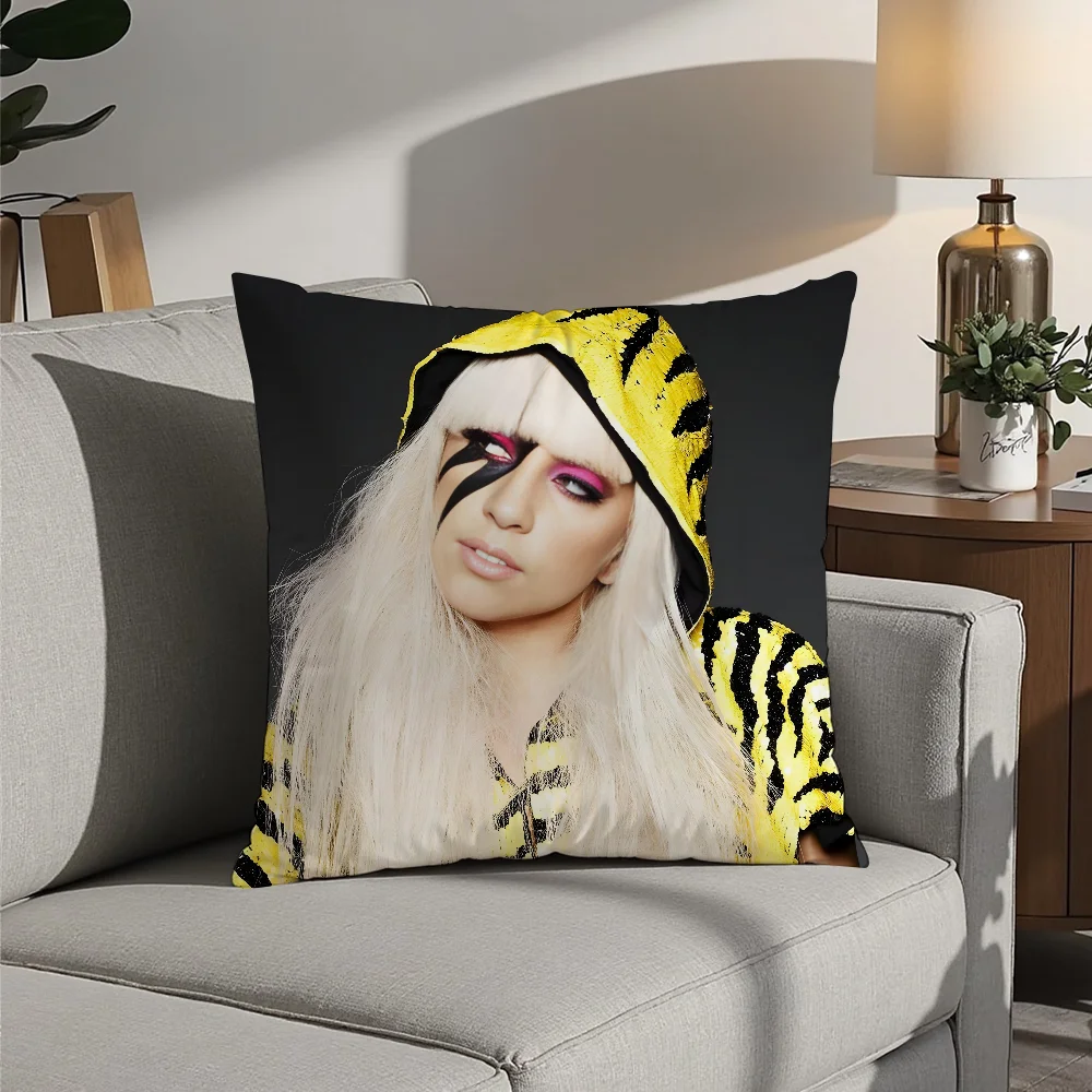 Hot Singer L-Lady G-Gaga Pillow Case Plush Fabric Soft  Pillowcase Double Sided Print Cushion Cover Household Gifts