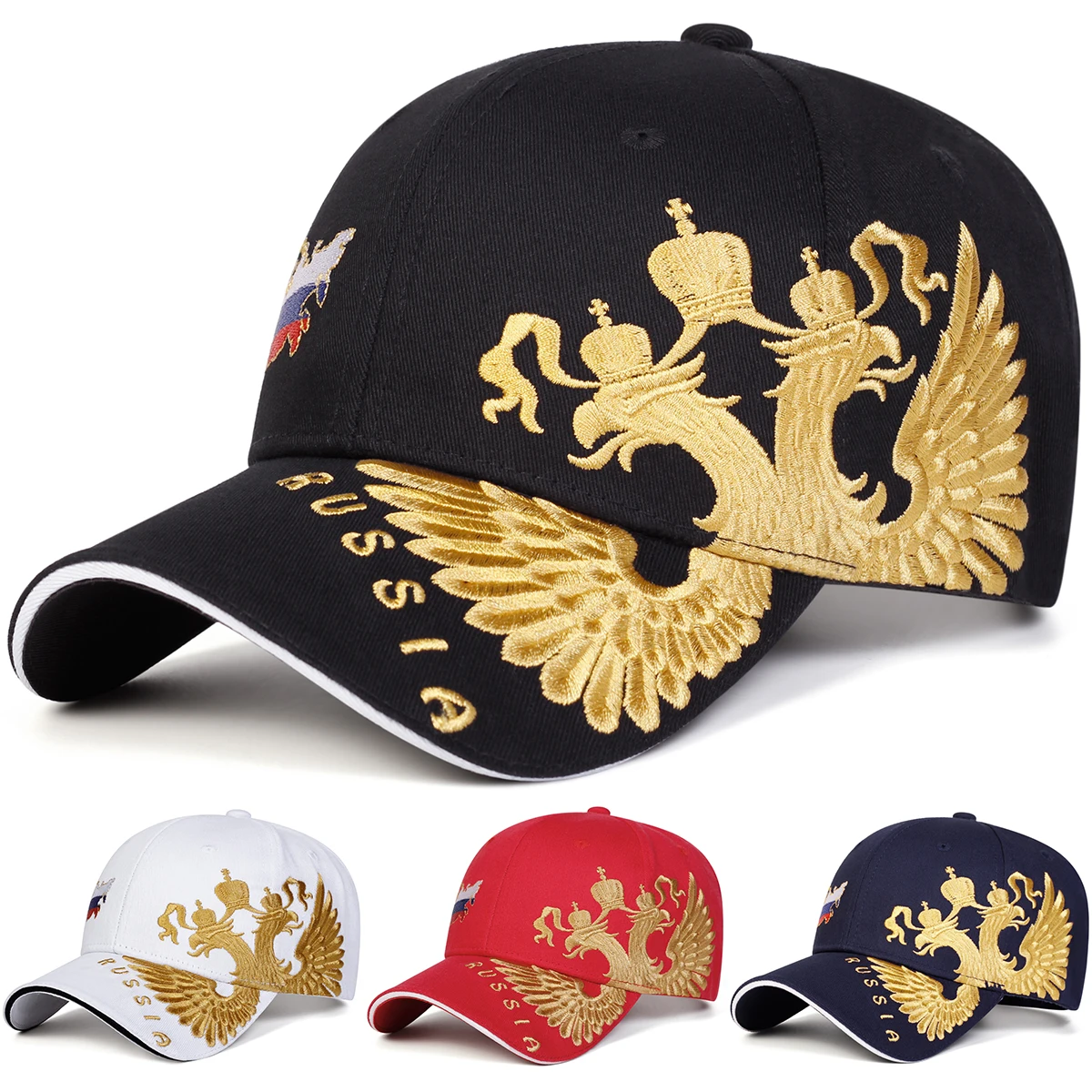 Unisex-Baseballmützen mit Karte von Russland-Stickerei, für Frühling und Herbst, verstellbare Freizeithüte für den Außenbereich, Sonnenschutzhut, Sportmütze – Detail 1
