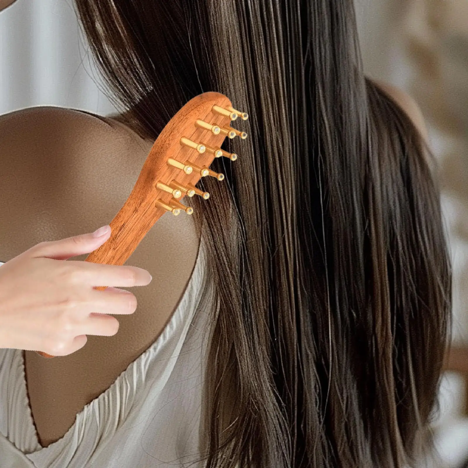 

Wooden Scalp Massager Compact Portable Women Lightweight Multi Functional Gifts Sturdy Head Wood Loc Brush Head Massager
