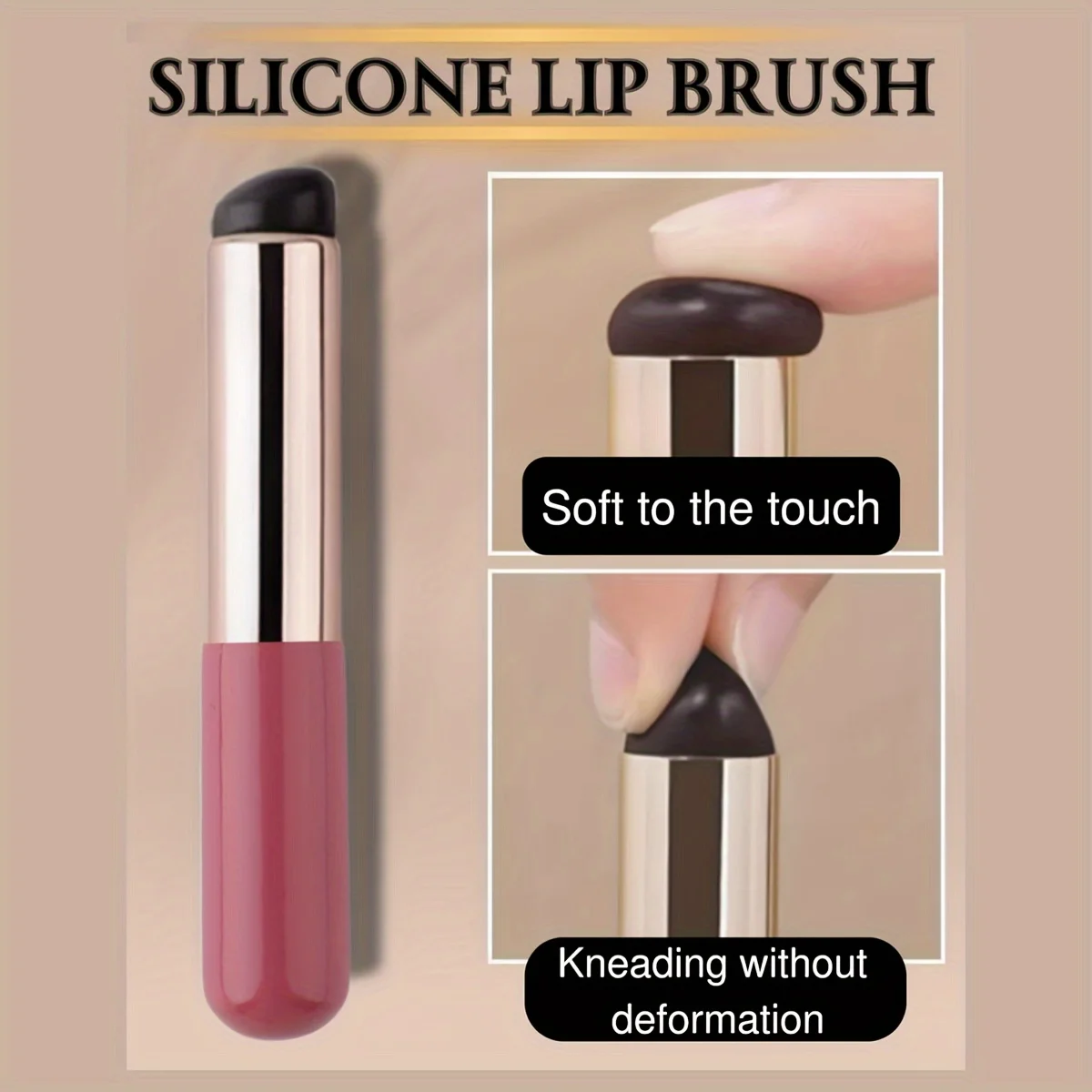 Portable Silicone Lip Brush with Cover - Mini Makeup Applicator, Easy to Apply, Suitable for Lip Balm, Lipstick Auxiliary Tool