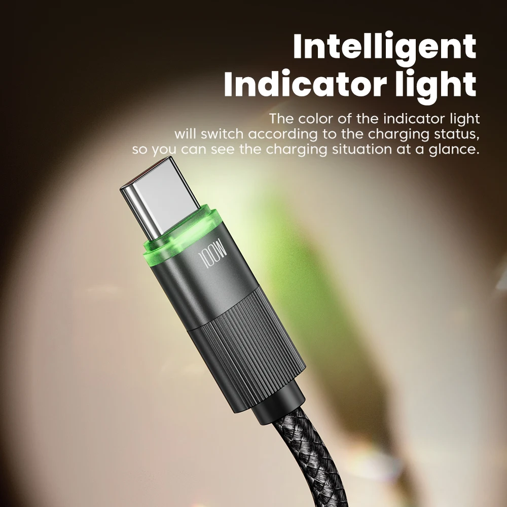 Toocki 1.8/1.2M USB C to Type C Cable for iPhone 16 15 Pro Xiaomi LED PD100W Fast Charging USB C Spring Wire for Samsung Laptop