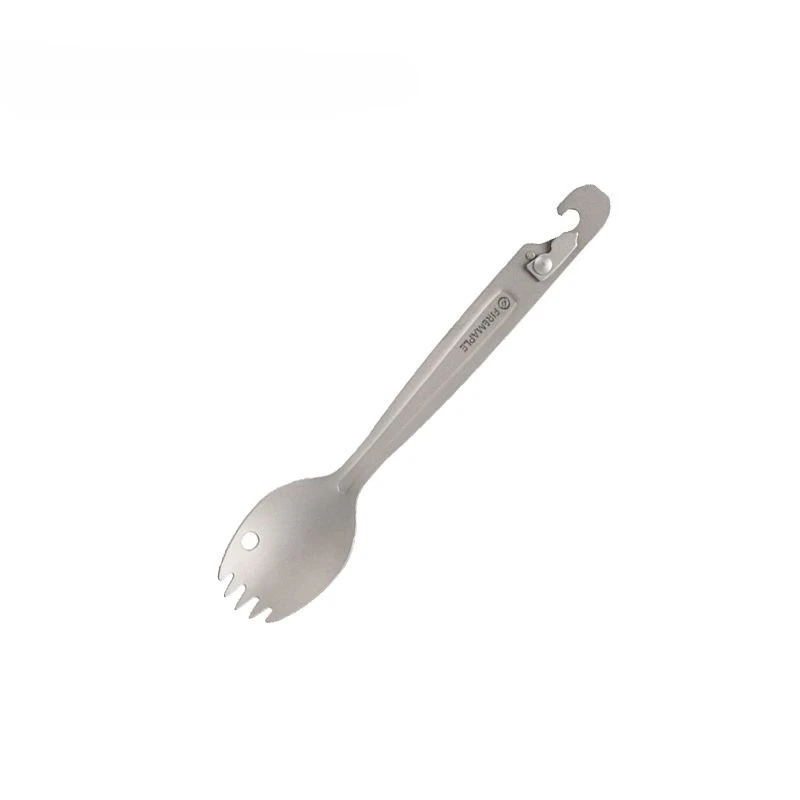 Woodpecker Titanium Alloy Tableware Set, Multifunctional Outdoor Camping Titanium Fork Spoon Rice Spoon Soup Utensils