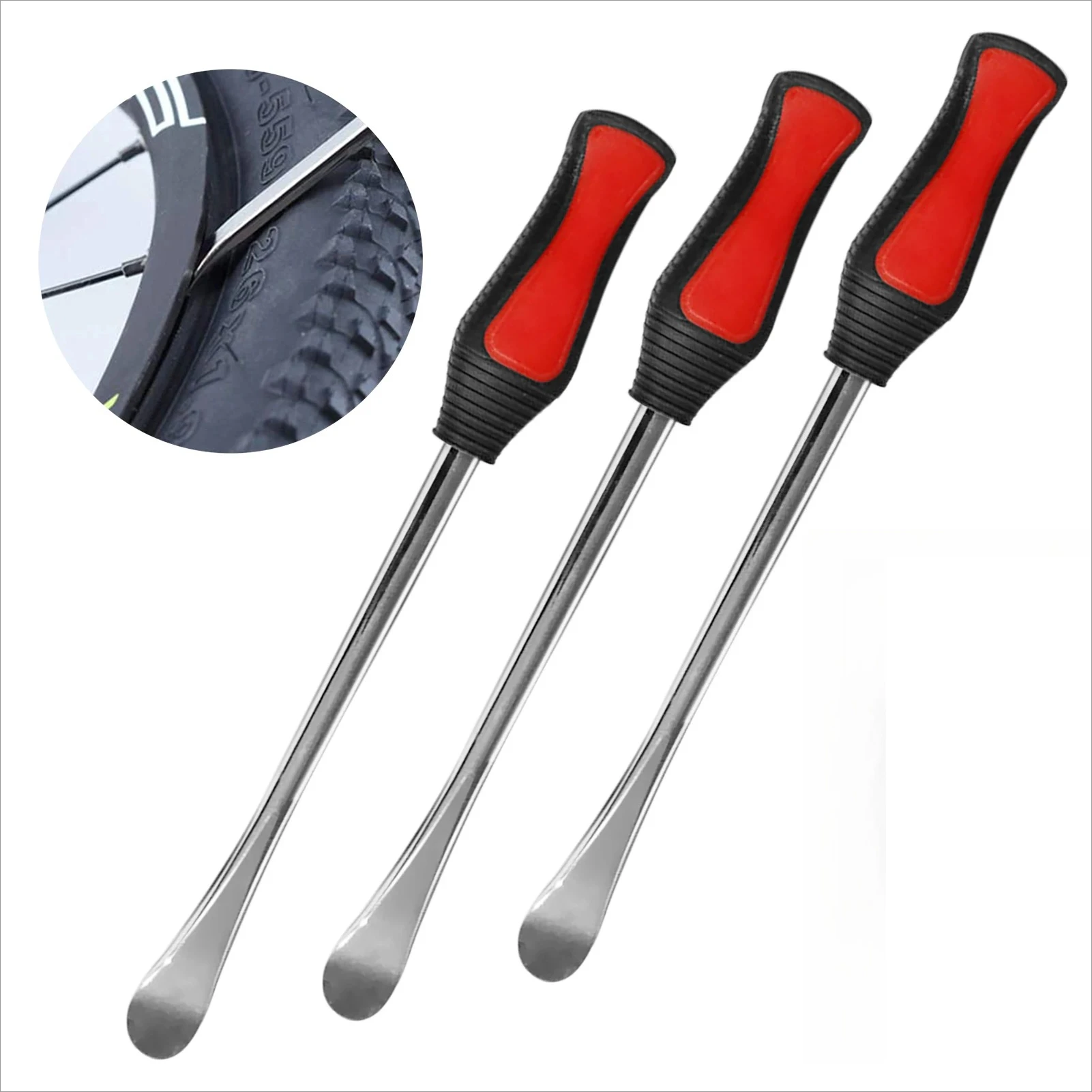 Kit de colheres de ferro para pneu, 37cm, trocador de pneus, alavanca, removedor de barra, ferramenta de reparo para motocicleta, scooter, bicicleta, cortador de grama, 1/2/3 peças