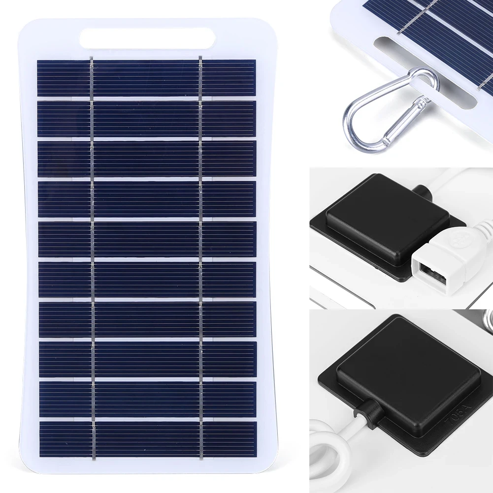 Black White Portable Solar Panel Camping Charging Portable Solar Panel Output Port Polysilicon Long Power Cord