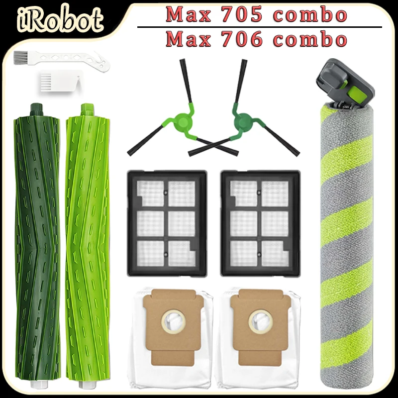 For iRobot Roomba Max 705 Combo Robot Vacuum Accessories Main Side Brush HEPA Filter Roller Mop Dust Bags Replacement Parts