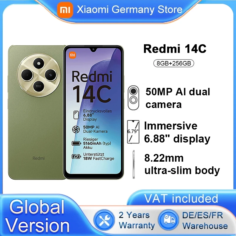 Xiaomi-Smartphone Redmi 14C, versión Global, Helio G81-Ultra MediaTek, pantalla de 6,88 pulgadas, hasta 120Hz, cámara principal de 50MP