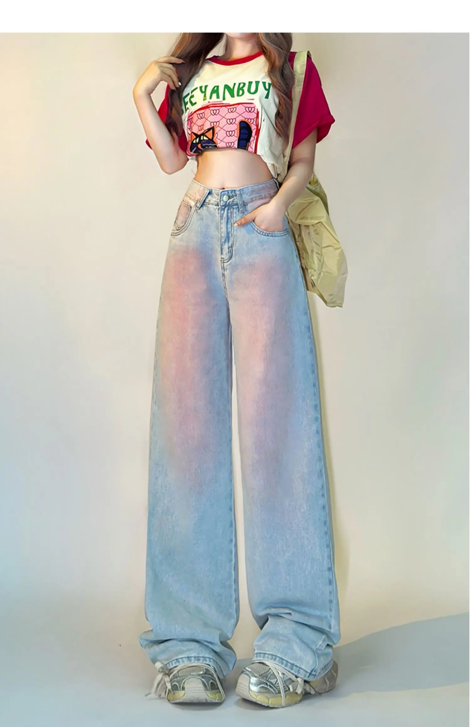 Jean Baggy Bleu Vintage pour Femme, Pantalon de Cowboy Taille Haute, Denim Harajuku, FjAesthetic Y2k, Surdimensionné, Vêtements Trashy des Années 2000, 2024