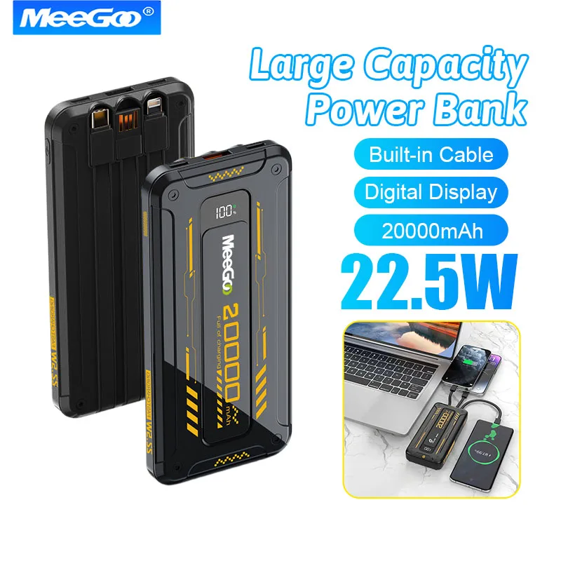 

Портативный абсорбционный мобильный аккумулятор MeeGoo «три в одном» с беспроводной быстрой зарядкой и линией 20000 мАч, портативный портативный 2026 большой емкости