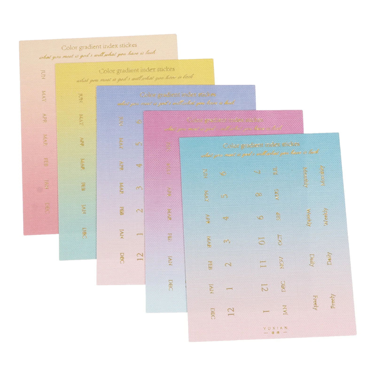 

20pcs Date Month Stickers Gradient Tabs Sticky Labels For Planners Notebooks Calendar School Supplies Index Tabs Classification