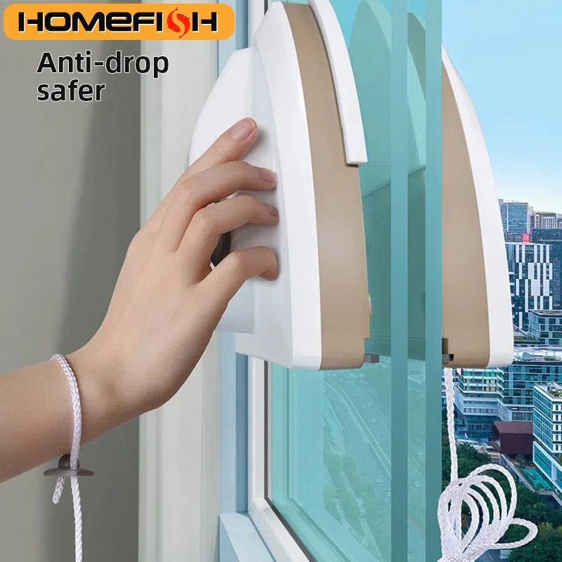 2024 New Magnetic Window Cleaner Brush Double-Side Automatic Water Discharge Wiper Glass Window Brush Cleaning Household Tools