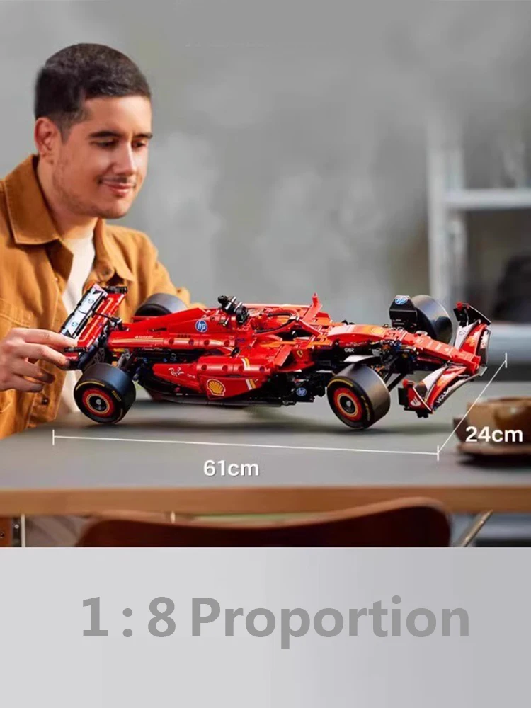 

Red sports car; racing car; assembly toy; building block toy; educational toy; birthday gift. 61cm length