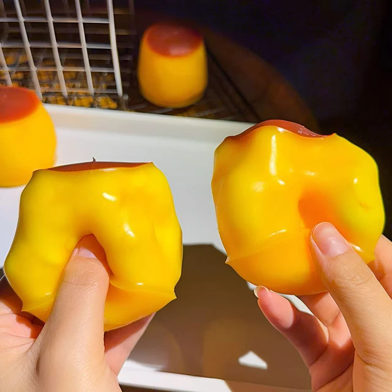 Caramel Pudding Crunchy Moldable Stress Ball Fidget Toy Crispy Squishy Squeeze Toy Round Blocks Filled ASMR Anti Stress Gift Toy