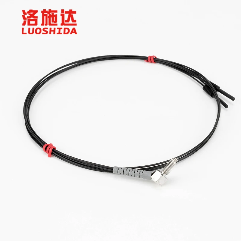 90 degrees bend high temperature M3 series diffuse mode plastic Optical fiber pigtail 1M cable fiber optic sensor