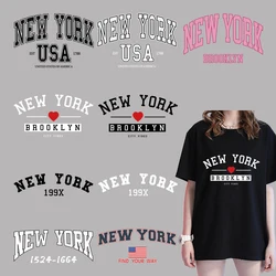 Usa New York Brooklyn Letter Iron Transfer Sticker High Definition Diydecals Iron-On Patches For Clothing Washable Appliques