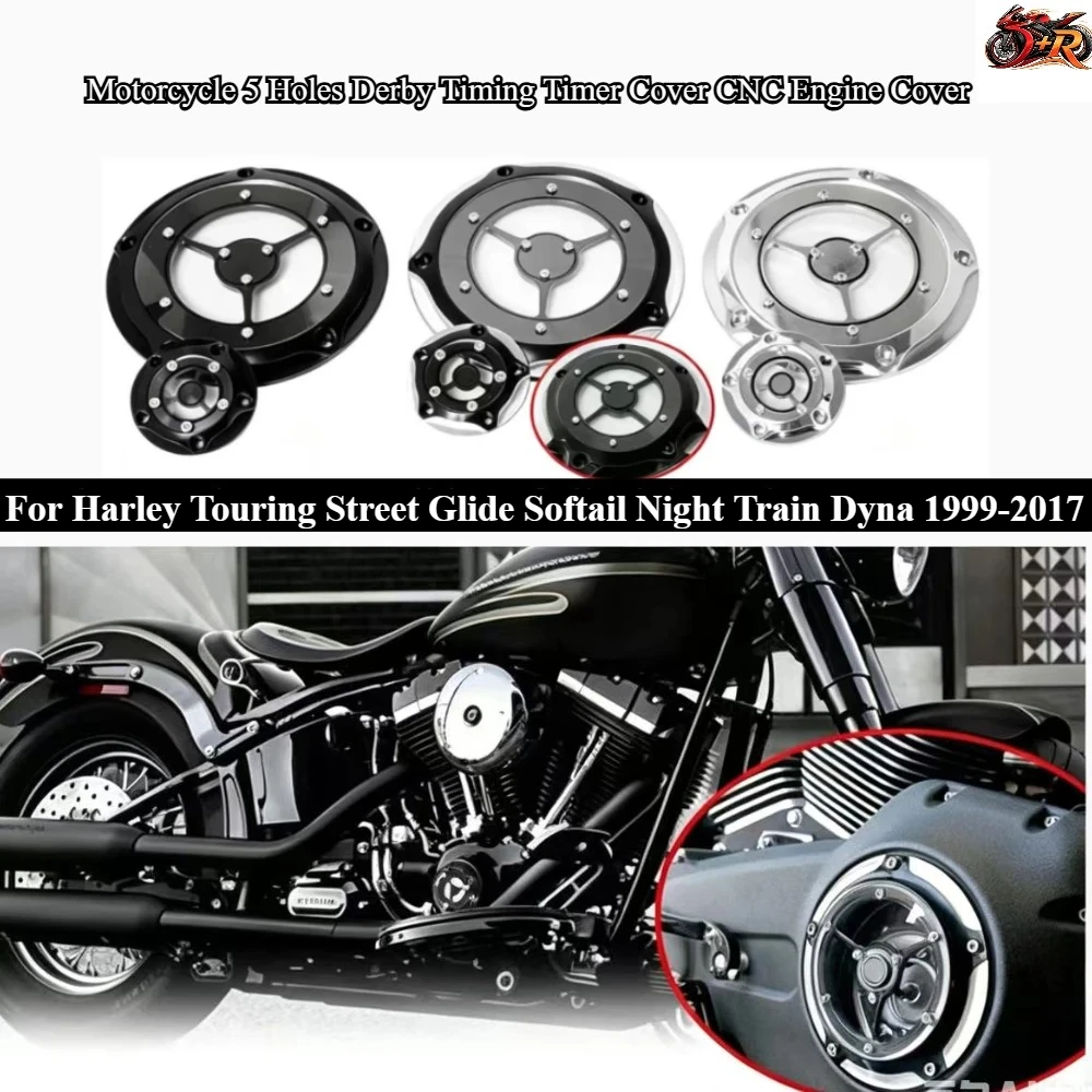 

For Harley Touring Street Glide Softail Night Train Dyna 1999-2017 Motorcycle 5 Holes Derby Timing Timer Cover CNC Engine Cover