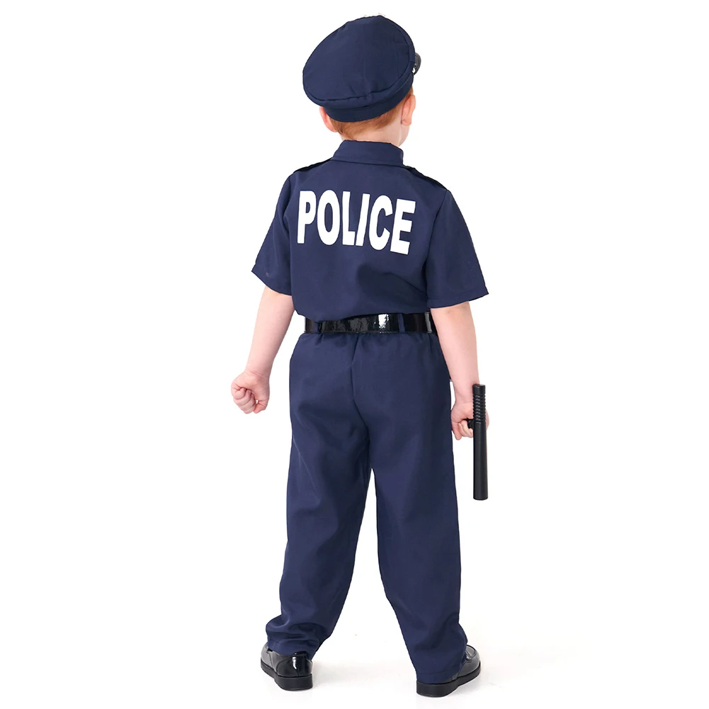 Polizist Cosplay Kinder Jungen Kosume Kinder Verkleidung Bühne Leistung profession elle Kleidung Hut Hals Krawatte Halloween Party Anzug