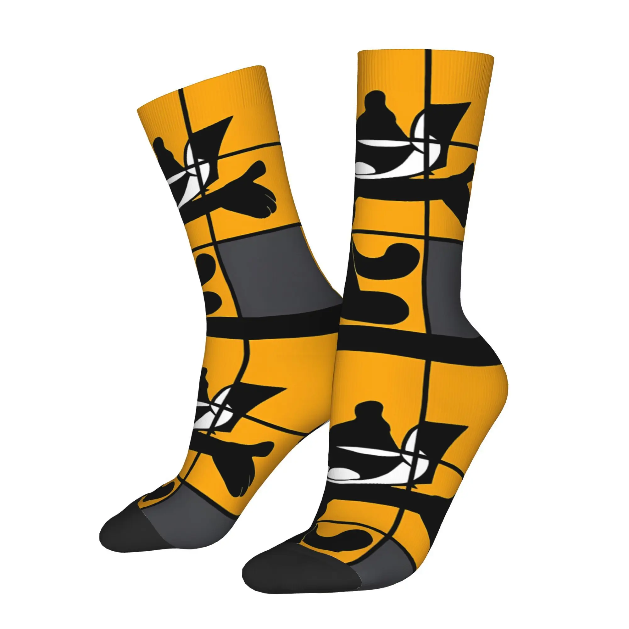 

Забавные мужские носки с кошачьими головоломками, слайдер, оранжевый винтажный уличный стиль, носки Crazy Crew, подарочный узор с принтом