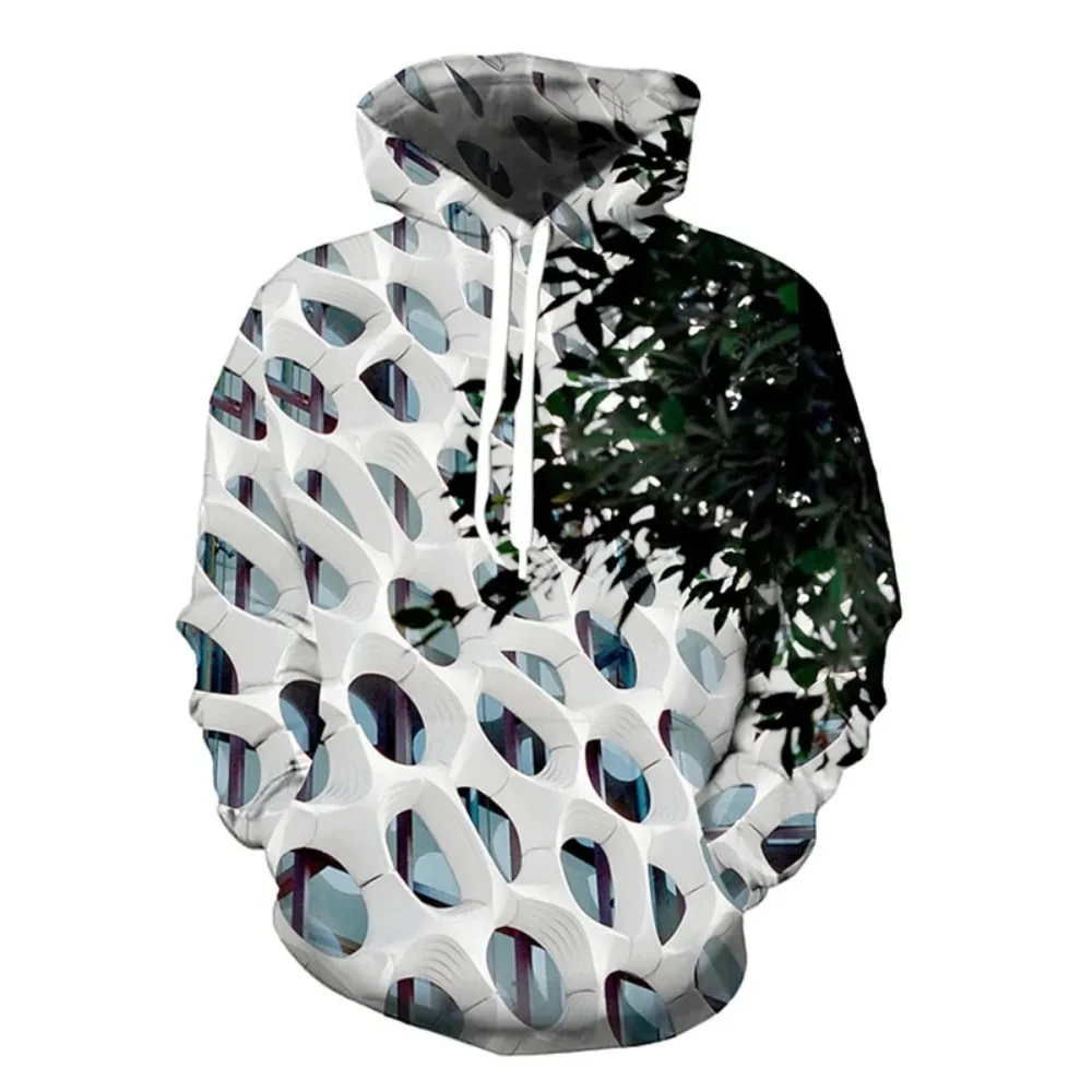 Pullover Hoodie Men Women Fashion Honeycomb 3D Printed Hooded Sweatshirt Autumn Plus Size Loose Casual Streetwear With Pocket