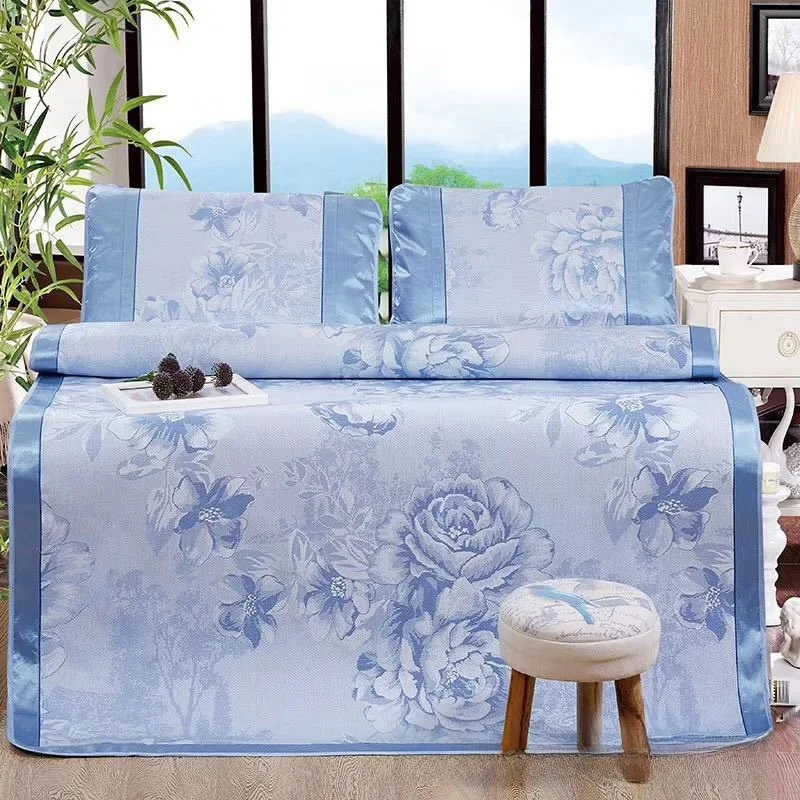 Ice Silk Cooling Mat Three-Piece Set Air Conditioned Bedding for Single And Double Beds Bank Insurance Gifts Summer Cooling Mat