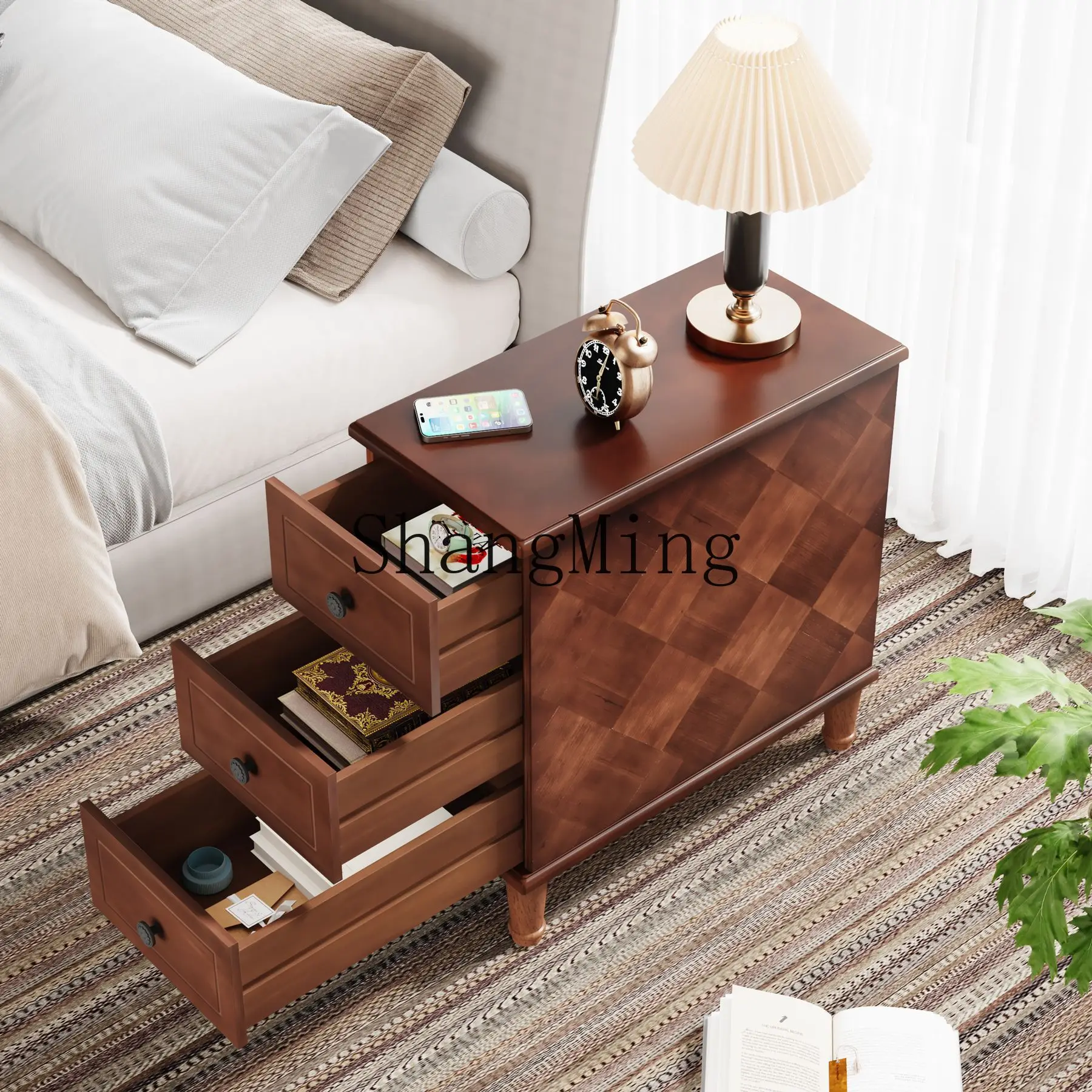 

FG new solid wood edge few light luxury high-end home simple bedroom sofa bedside table