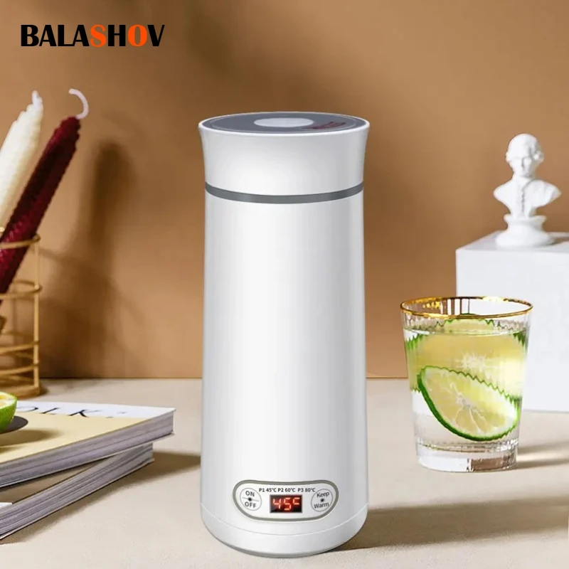 غلاية كهربائية محمولة للسفر، كوب زجاجة مياه كهربائية صغيرة من الفولاذ المقاوم للصدأ لغلي الماء الساخن ومسحوق حليب الأطفال