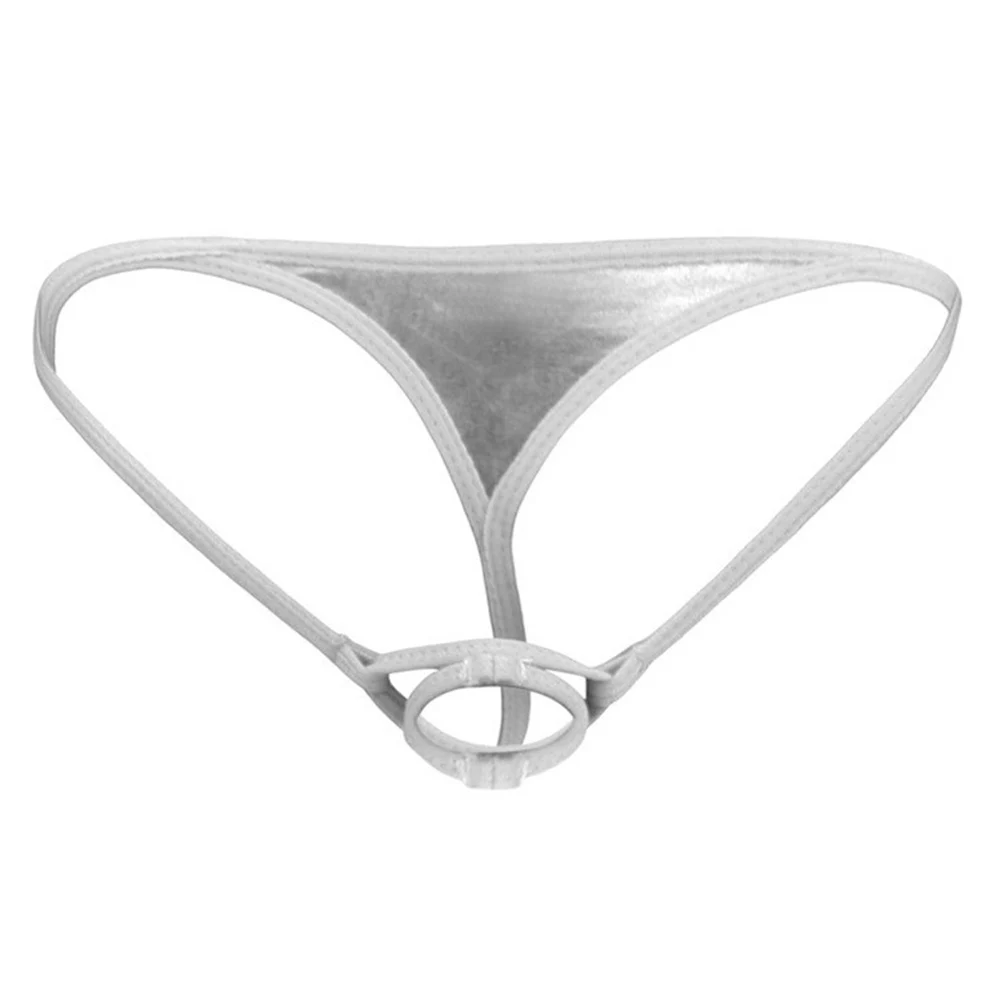 

Men Cock Ring Sexy Thongs Can Open Button G String Underwear Hole Sexy Accessories Hot Underpants See Through Unisex Panties