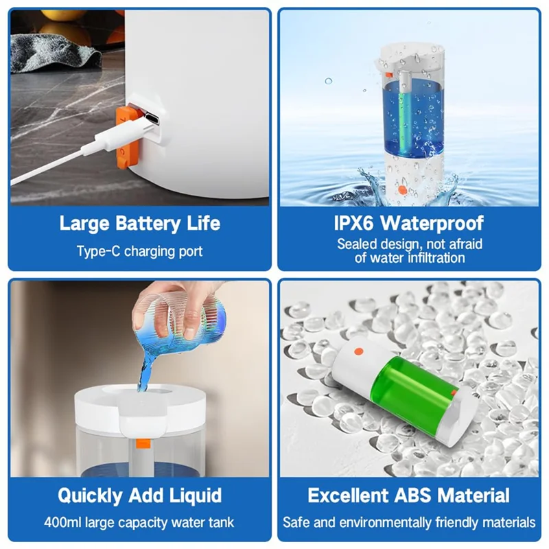 

A98I-Настенный бесконтактный электрический дозатор жидкого мыла-автоматический, 4 регулируемых уровня, 13,5 унции для дома, офиса