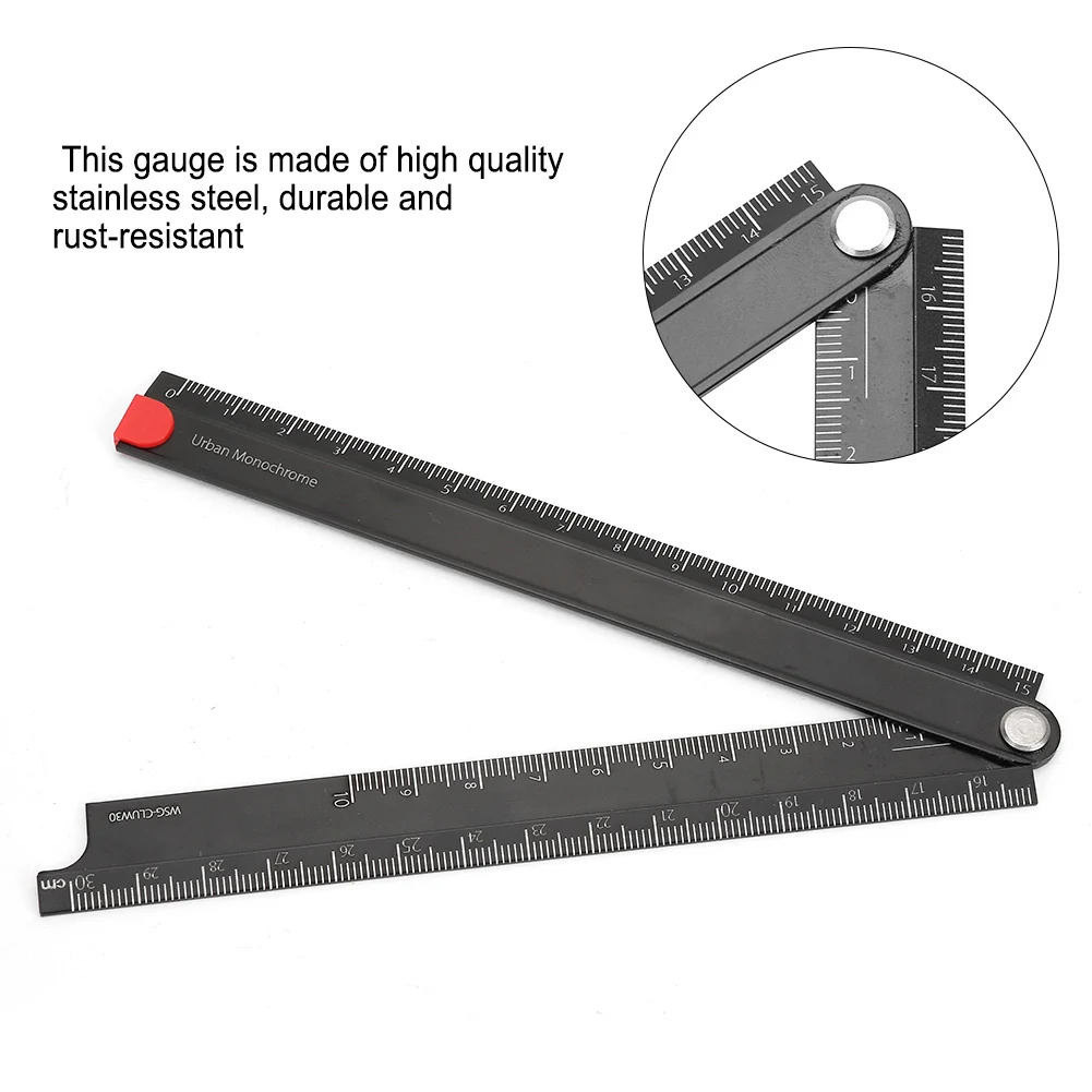 Portable Rulers Folding Aluminum Alloy Ruler 0-300mm Ruler Simple 90° Folding Metal Stationery Rule Folding Ruler