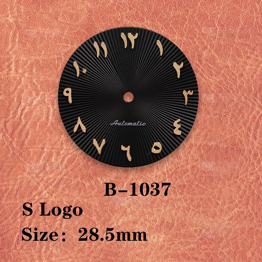 28.5mm S Logo Arabic black dial Vertical bar dial No calendar  Suitable for NH35 NH36 Movement Watch Modification Accessories view 5