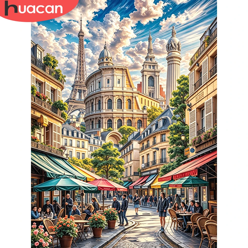 HUACAN Diamond Painting News 2027 Castle Landscape Rhinestones Full Kits Diamond Mosaic 5d Street City House Diy Unique Gift