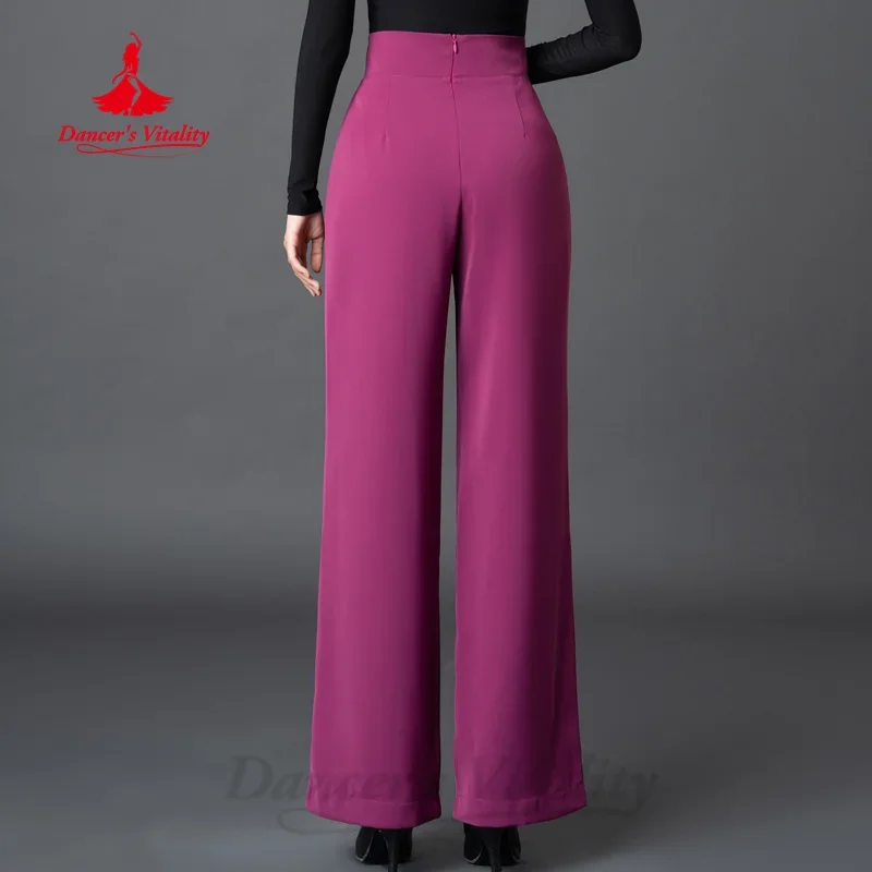 Costume de phtaline latine pour femme, pantalon droit mince, taille haute, vêtements de pratique professionnelle, danse moderne, tango, chacha, samba