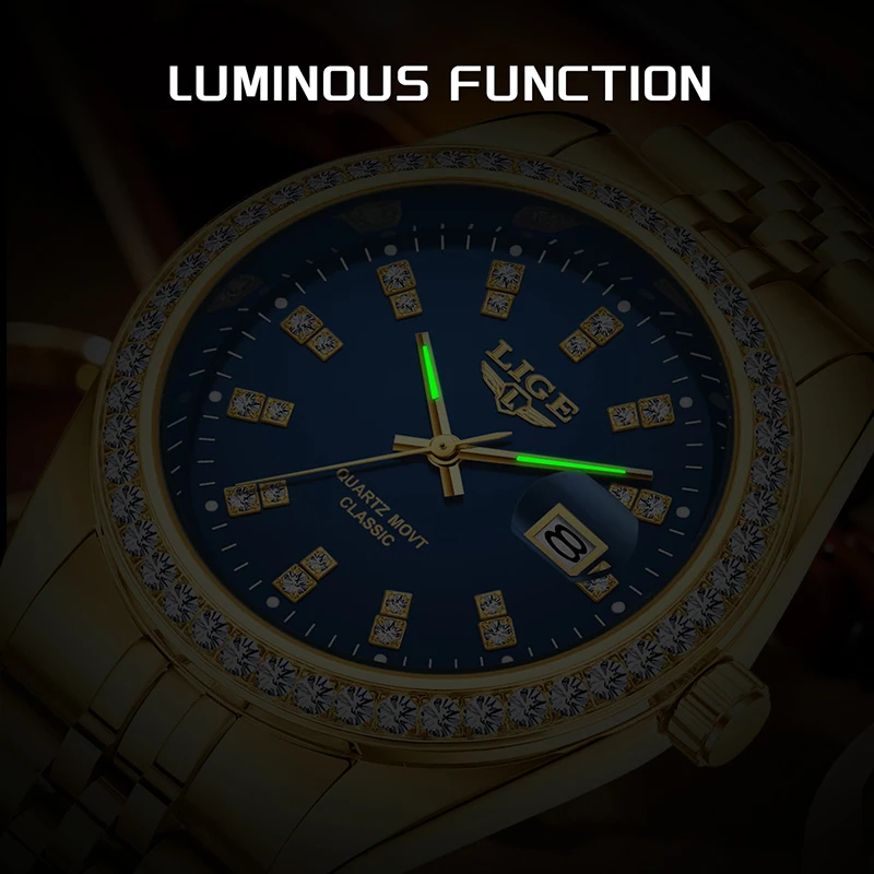 LIGE Sports Watches For Men Fashion Creative Diamond Design Watch Men Military Waterproof Date Quartz Wristwatch Reloj Hombre
